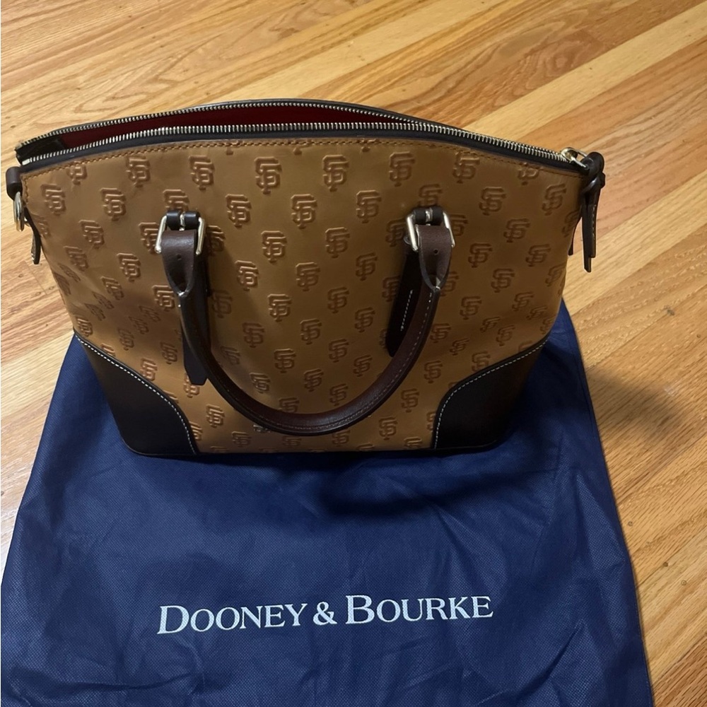 Dooney & Bourke Tan and Brown Monogram SF Giants Handbag